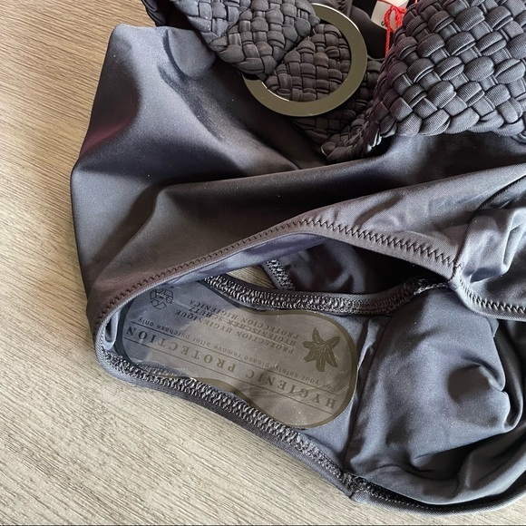 NWT Solid & Striped Black Belted One Piece Swimsuit - Picture 7 of 10